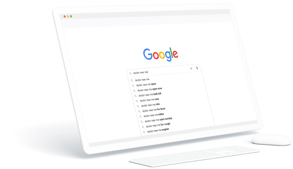 tabgoogle Desktop Computer with Google Search Doctor Near Me